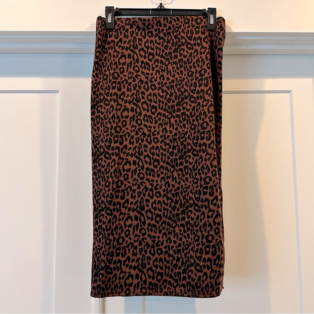 LOFT leopard midi skirt size S